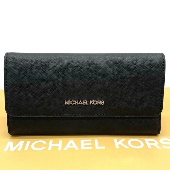 Michael Kors Large Trifold Wallet Black (NWT) - Picture 1 of 7